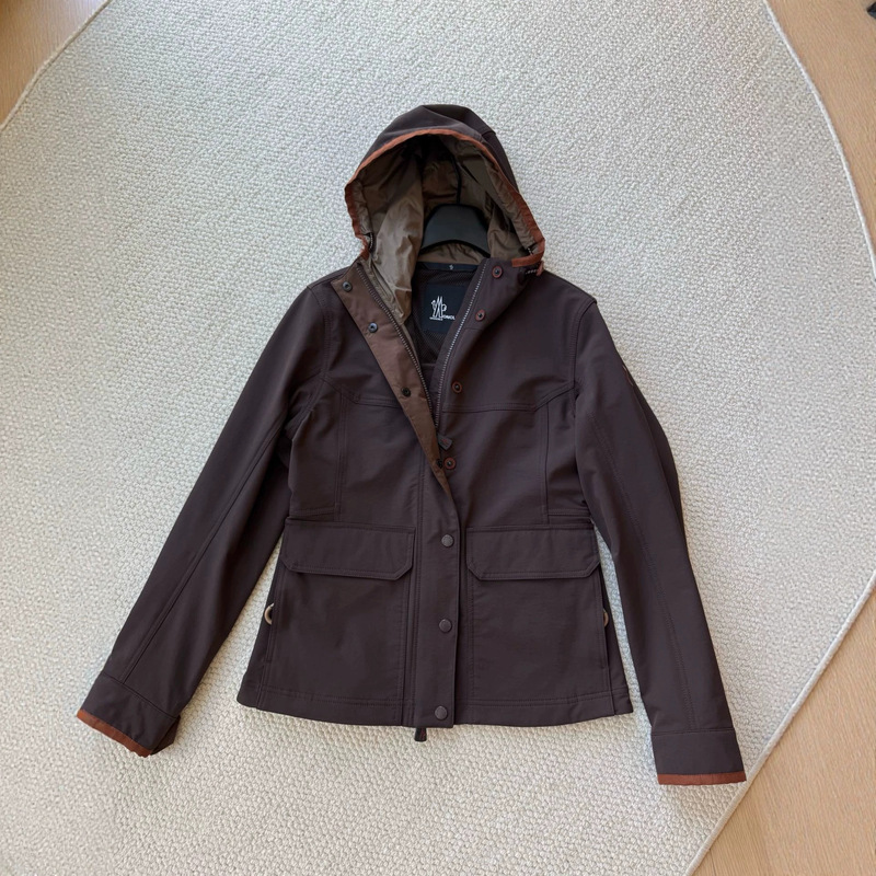 Monkou hooded short jacket for women, new autumn and winter windproof and waterproof work jacket, brown versatile casual coat Monkou hooded short jacket for women, new autumn and winter windproof and waterproof work jacket, brown versatile casual coat