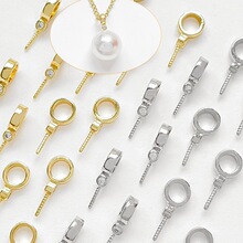 18k铜镀真金保色镶锆石简约珍珠托吊坠diy手链项链串珠配件材料