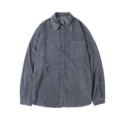 Men's Corduroy Shirt, Korean-style Trendy & Edgy Long-Sleeve Top, Hong Kong-inspired Japanese-Style Autumn Wear, Instagram-Worthy All-Match Jacket