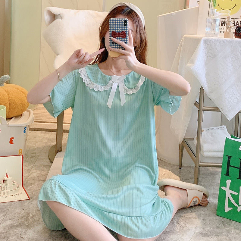[Cuatro colores opcionales] pijamas de verano de mangas cortas muñeca de palacio vestido de pijama de cuello temperamento de hadas de alta calidad