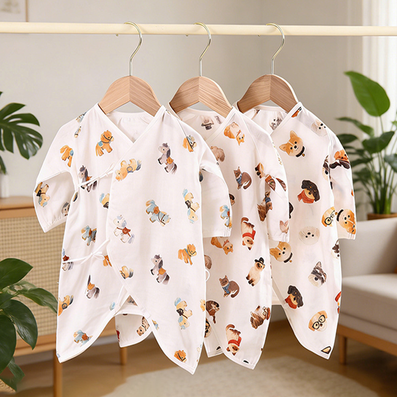 Baby Romper Jumpsuit Full Moon Pure Cotton Class a Clothing Newborn Boys and Girls Long-Sleeve Clothes Onesie Butterfly Outfit