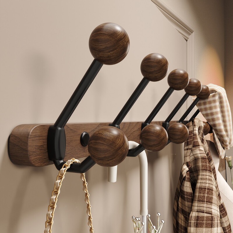 Walnut wood adhesive hook for behind the door, no drilling required, wall-mounted, strong load-bearing adhesive, bathroom clothes rack, clothes hook Walnut wood adhesive hook for behind the door, no drilling required, wall-mounted, strong load-bearing adhesive, bathroom clothes rack, clothes hook