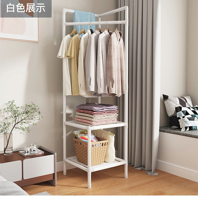 Perchero de esquina, colgador de ropa, estante colgante para habitación de alquiler/dormitorio, perchero de esquina, estante de almacenamiento de pie, almacenamiento de lujo ligero.