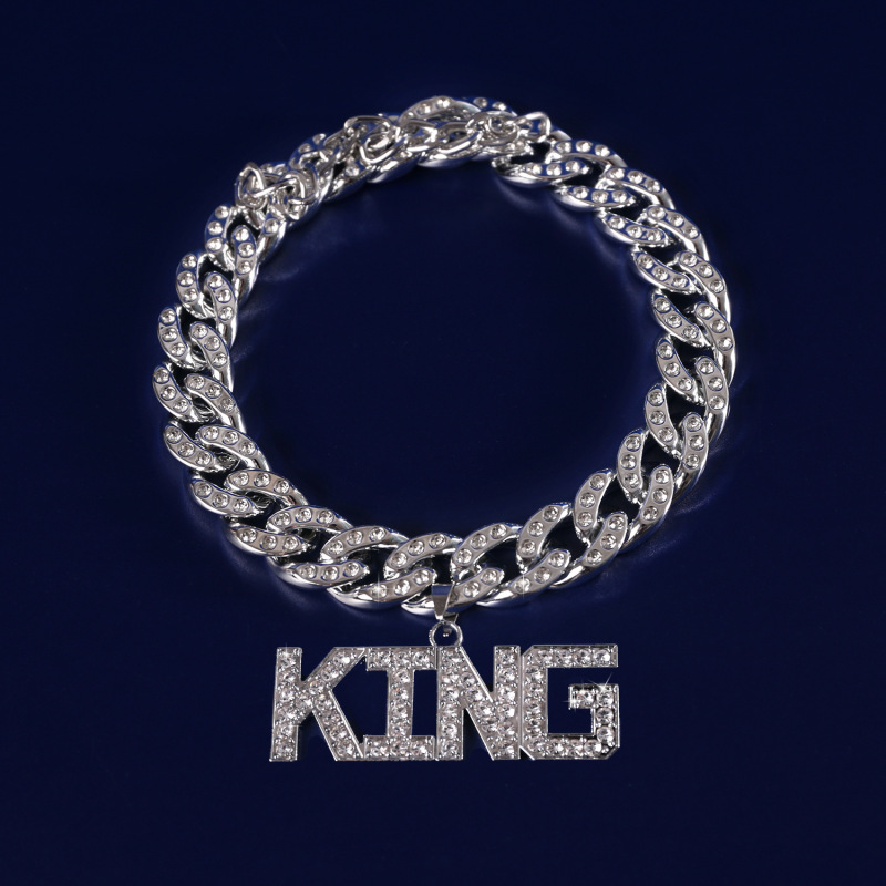 外贸宠物满钻古巴项链可调节美元皇冠KING国王项圈法斗嘻哈猫狗狗|undefined
