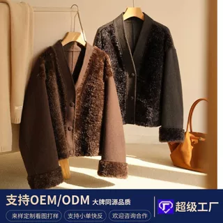 26秋冬ROW风极简拉贡拼接双面呢外套女显瘦高级感短款羊毛大衣
