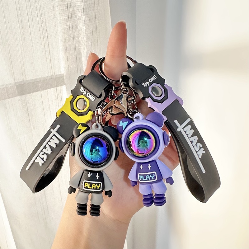 Estilo explosivo, juego de moda simple, llavero de oso relámpago, pegamento suave tridimensional, llavero de oso de dibujos animados, colgante de bolsa al por mayor