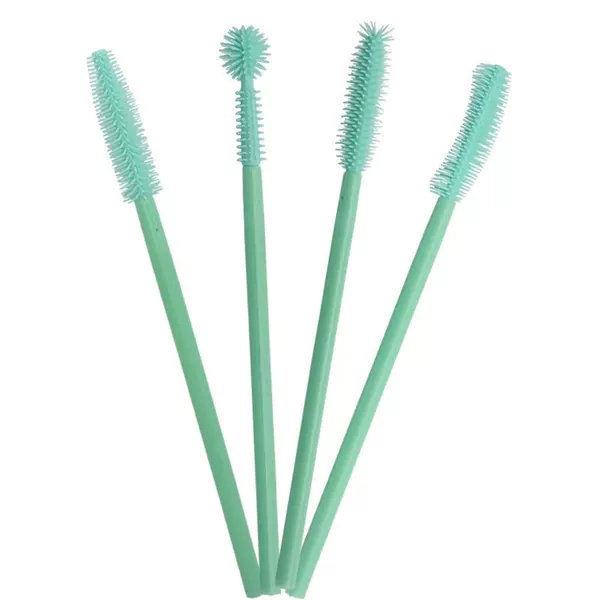 Wholesale Mint Green Silicone Eyelash Brushes, Pack of 50, Disposable Spiral Eyelash Extension and Eyebrow Comb, Eyebrow Brush, Beauty Brush