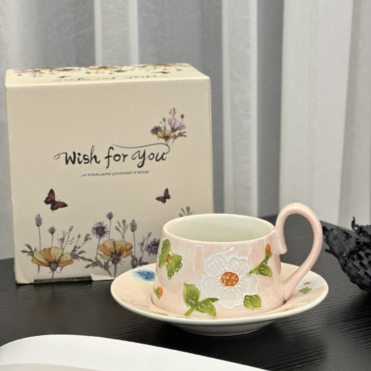 High Value Hand Painted Embossed Floral Cup And Saucer Set Breakfast Cup Ceramic Cup Coffee Cup Teacher's Day And Chinese Valentine's Day Gift_voghion.com