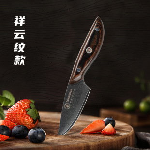 Lewismetal Gold Color Wooden Handle Damascus Fruit Melon Knife Vegetable Cutting Meat Knife Household Knife