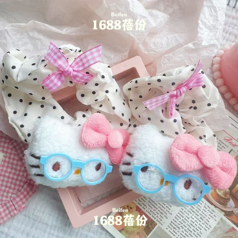 可爱萌萌眼镜猫咪发圈时尚百搭波点甜美大肠圈超仙少女ins风发绳|undefined