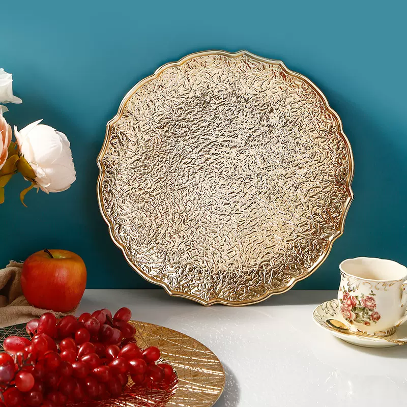 欧式复古风格盘子客厅家用水果盘零食糕点盘酒店宴会垫盘厂家批发