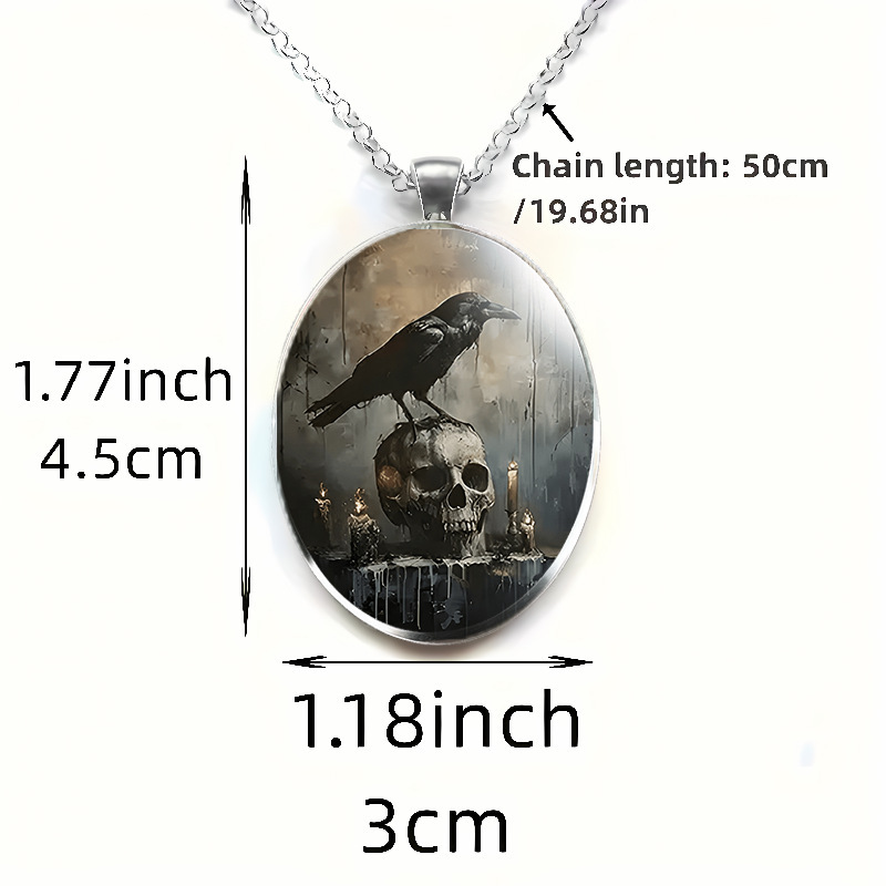 跨境 新品亚马逊 哥特式暗黑系乌鸦玻璃合金吊坠厂家直销项链耳环|undefined