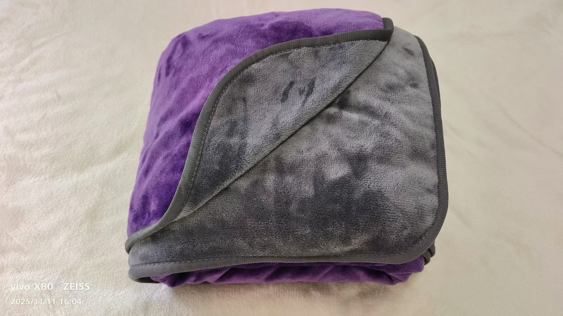 방수 담요 보라색 + 회색 투톤 플란넬