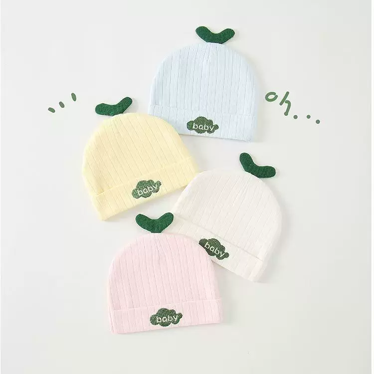 宝宝套头帽纯棉无骨可爱婴儿双层帽男宝婴幼儿胎帽0-6个月针织帽