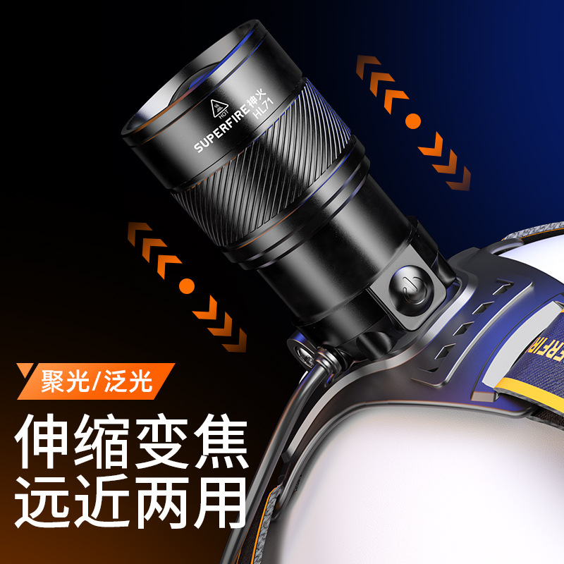 Shenhuo batería de litio faro 15W brillante de largo alcance al aire libre fuerte luz de Carga giratoria zoom LED faro HL71 al por mayor