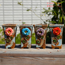 手工捏花 老桩盆 大口径 多肉花盆