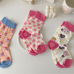 Summer Japanese-style cute eyeless bear socks, mesh little bear socks, heart-shaped rabbit socks, student casual sports mid-calf socks