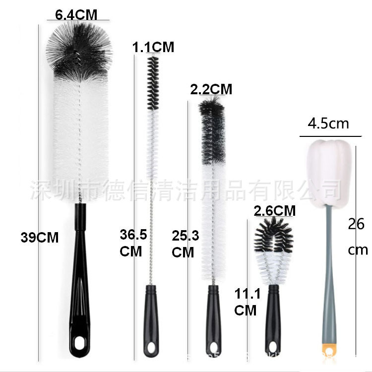 크고 작은 나일론 테스트 튜브 청소 브러시 스테인레스 스틸 파이프 브러시 레드 와인 컵 브러시 주방 청소 브러시 우유 병 브러시