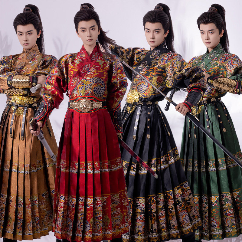 Original Ming Dynasty Style【Lingyun】Ming Dynasty Hanfu Unisex Embroidered Sword-Patterned Jacket with Flowing Hem, Flying Fish Costume, Jin Yi Wei Original Ming Dynasty Style【Lingyun】Ming Dynasty Hanfu Unisex Embroidered Sword-Patterned Jacket with Flowing Hem, Flying Fish Costume, Jin Yi Wei