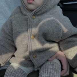 韩版宝宝外套秋冬潮洋气休闲婴幼儿毛绒连帽外出开衫婴儿衣服秋装