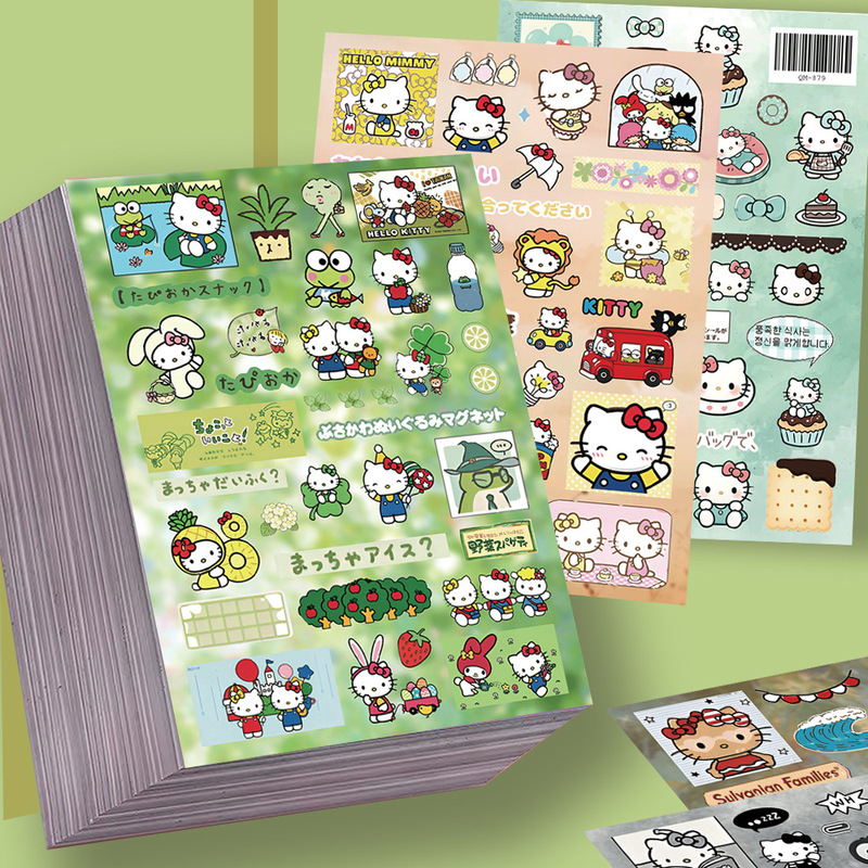 8 sheets of Hello Kitty die-cut stickers, featuring a soft, cute, and creative design, perfect for Instagram-style packaging and waterproof decals 8 sheets of Hello Kitty die-cut stickers, featuring a soft, cute, and creative design, perfect for Instagram-style packaging and waterproof decals