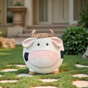 Cute Cartoon Cow Large Flower Pot Outdoor Garden Courtyard Green Plant Container Large Flower Pot Magnesium Oxide Breathable Flower Pot
