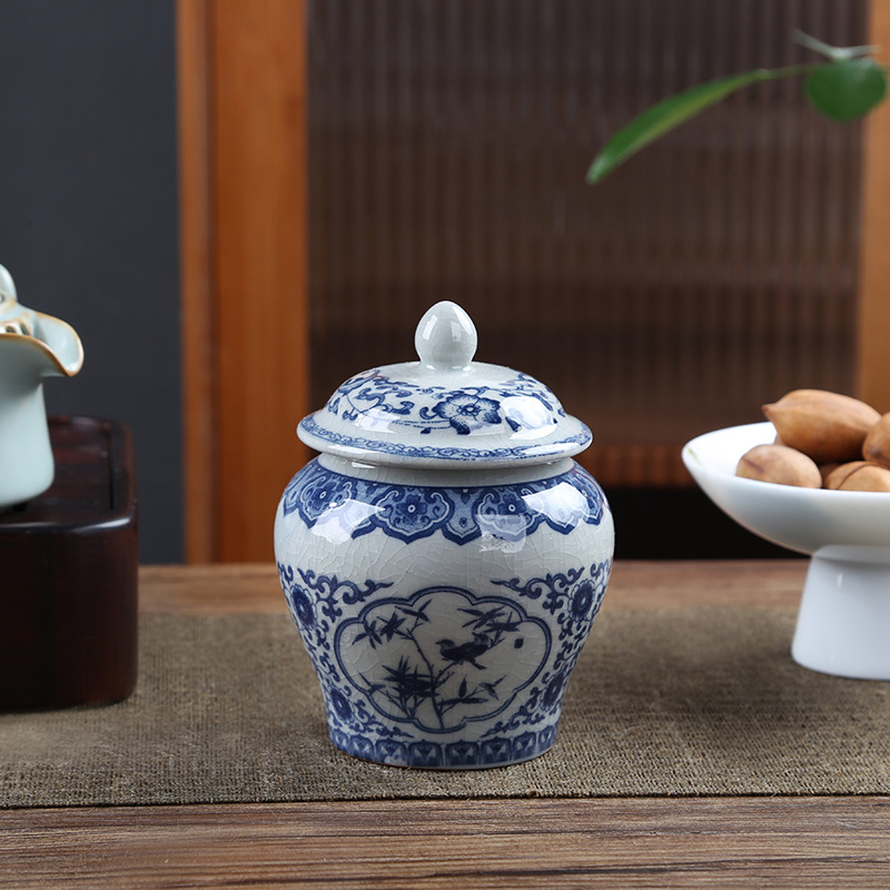 La lata de té de barro de cerámica vieja, hoja abierta, latas de sello de porcelana, latas generales domésticas, latas de almacenamiento de té de cerámica a prueba de humedad al por mayor