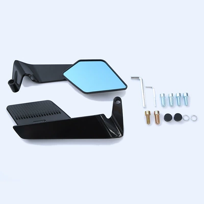 Motorcycle rearview mirror | No. 9 Mavericks Battery - black-black-mirror-shell-blue-mirror