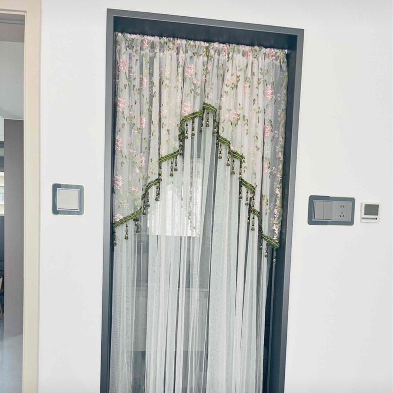 French-Style Pastoral Four-Season Curtain, Half Curtain for Bedroom, Mosquito-Proof Decorative Curtain, Kitchen Arc Curtain, Hanging Curtain