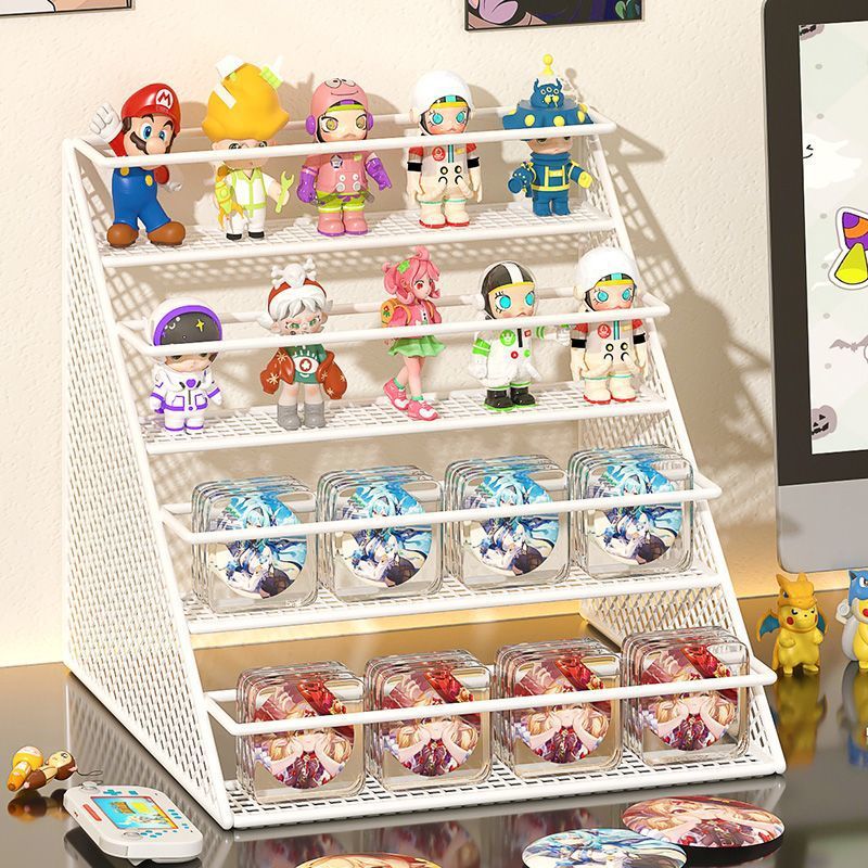 Figure Display Stand Desktop Storage Box Tiered Rack Badge Display Stand Multi-Layer Peripheral Badge Card Holder