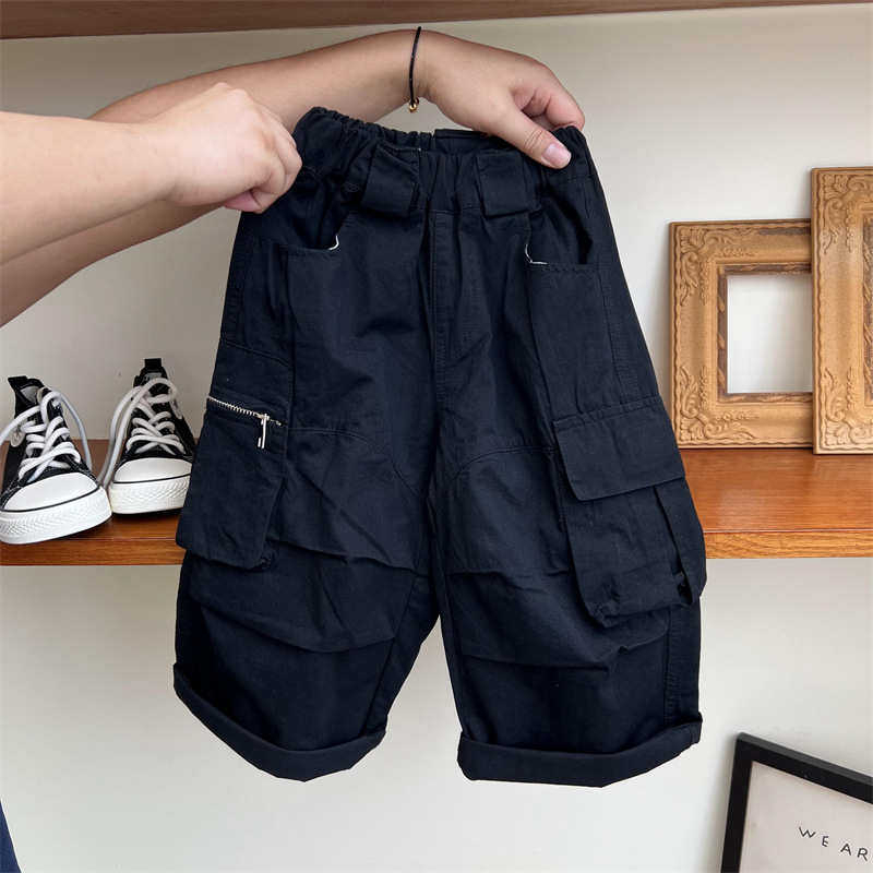 2024 Podzimní dětské americké ležérní vícekapsové pracovní oblečení pro chlapce a dívky Volné vyprané rovné trubkové dlouhé kalhoty_voghion.com