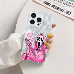 粉色女巫适用苹果16promax/15手机壳iphone14/13/12羽纱软壳XR/XS