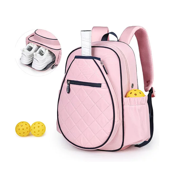 New Tennis Bag Pickleball Bag Quilted Pickleball Backpack with Shoe Compartment and Waterproof Pocket Pickleball Racket Bag