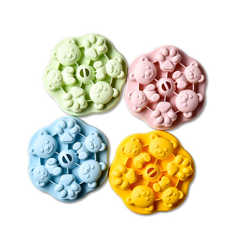Silicone baby food supplement mold bear ice cream jelly steamable hot rice cake cake jelly ice cream mold