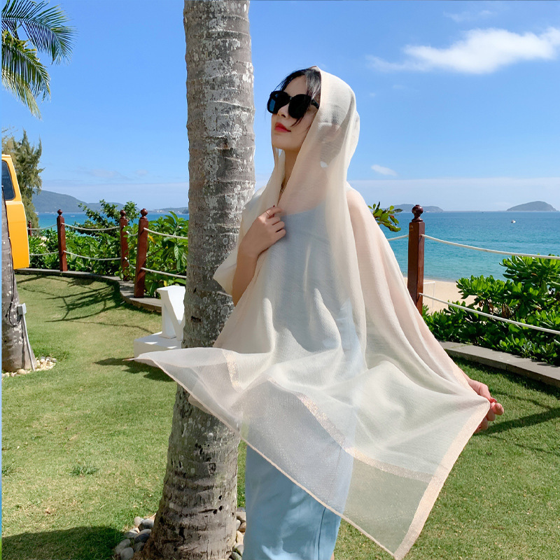 Summer Seaside Thin Sunscreen Beach Towel Women's Photograph All-match Vacation Fashion Scarf Yourou Silk Scarf Sunshade Scarf