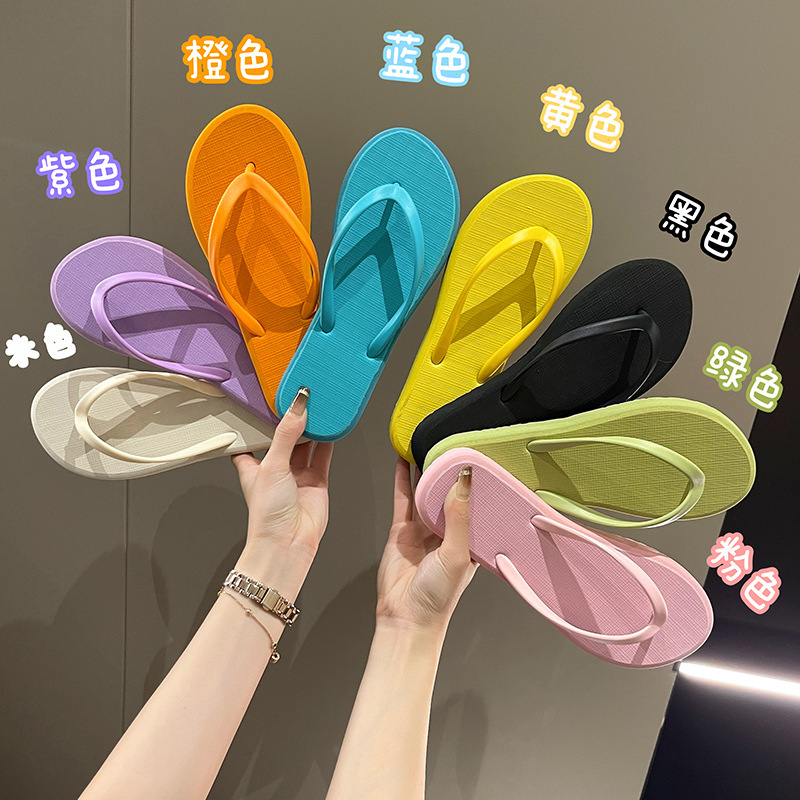 High-grade Non-slip Simple Flip-flops Women's Summer New Style Solid Color Outer Wear Slippers Beach Sandals for Women