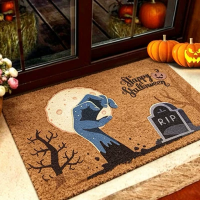 Avtomobil döşəmə paspasları — Mats, Faux Coconut Palm Fiber Loop - zx-halloween-moment-h19-3040-silk-circle-without-overlocking