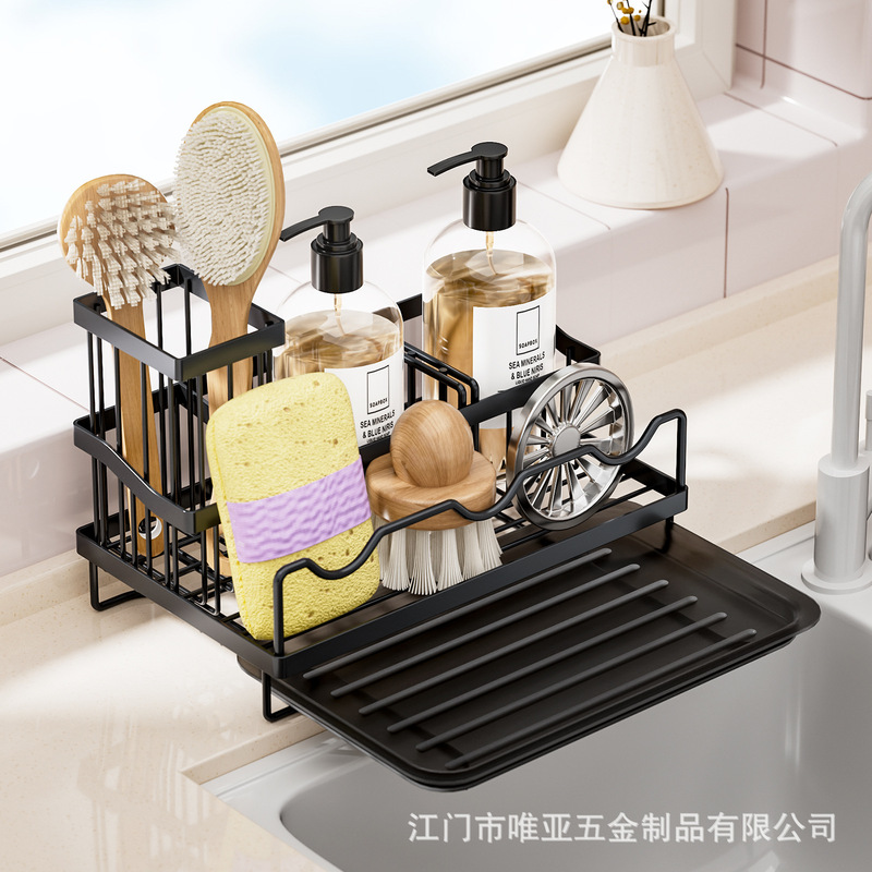 亚马逊抹布架厨房置物架多功能台面式调料收纳架家用水槽沥水神器|undefined
