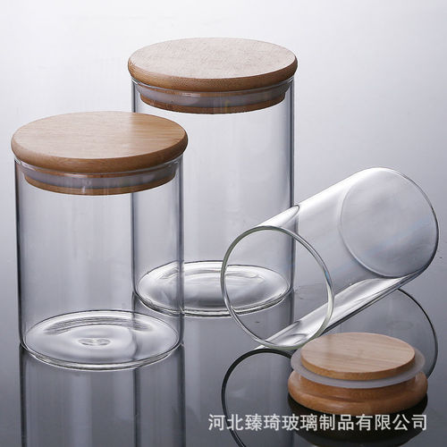 Glass storage jar high borosilicate transparent tea glass jar with lid bamboo wood storage jar storage daily kitchen new products