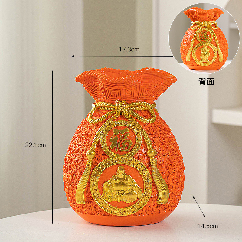 Chino suerte bolsa florero resina decoración casa fortuna significado bolsa de ahorro de la sala de TV decoración del gabinete