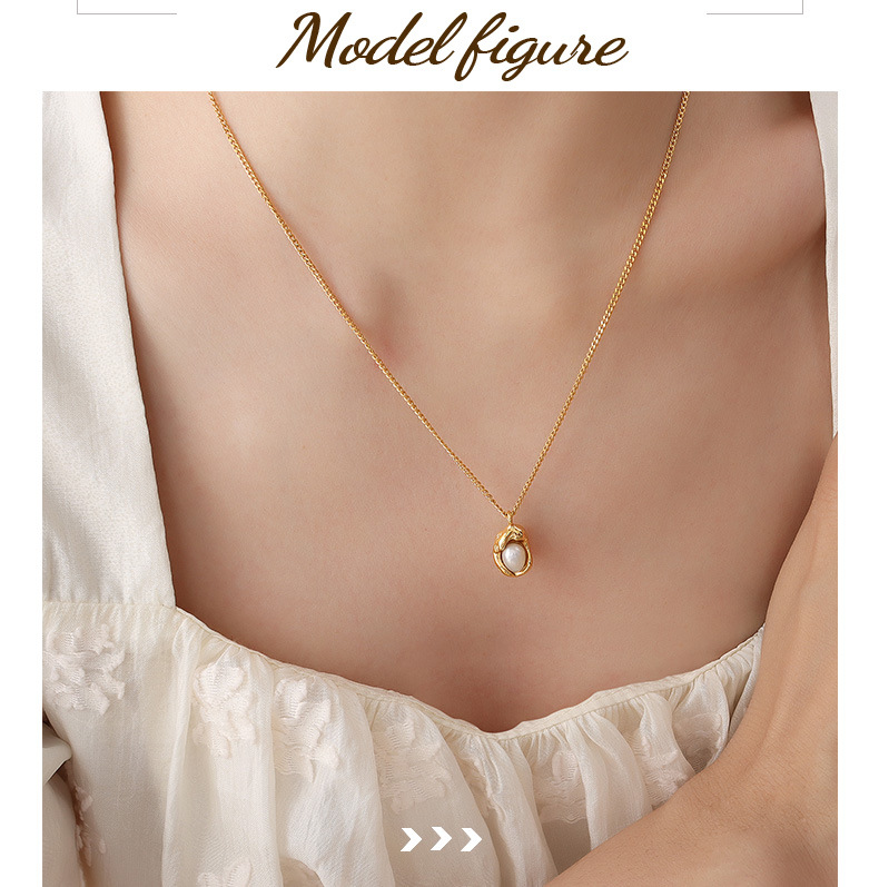 Fashion Geometric Titanium Steel Necklace Plating Pearl Stainless Steel Necklaces