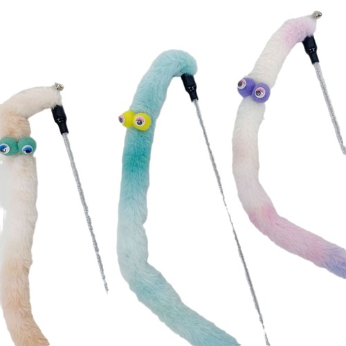 Starlight Cat Long-Sleeve Fluffy Caterpillar Cat Teaser with Super Cute Big Eyes, Bell-Trimmed, Bite-Resistant Plush Cat Toy