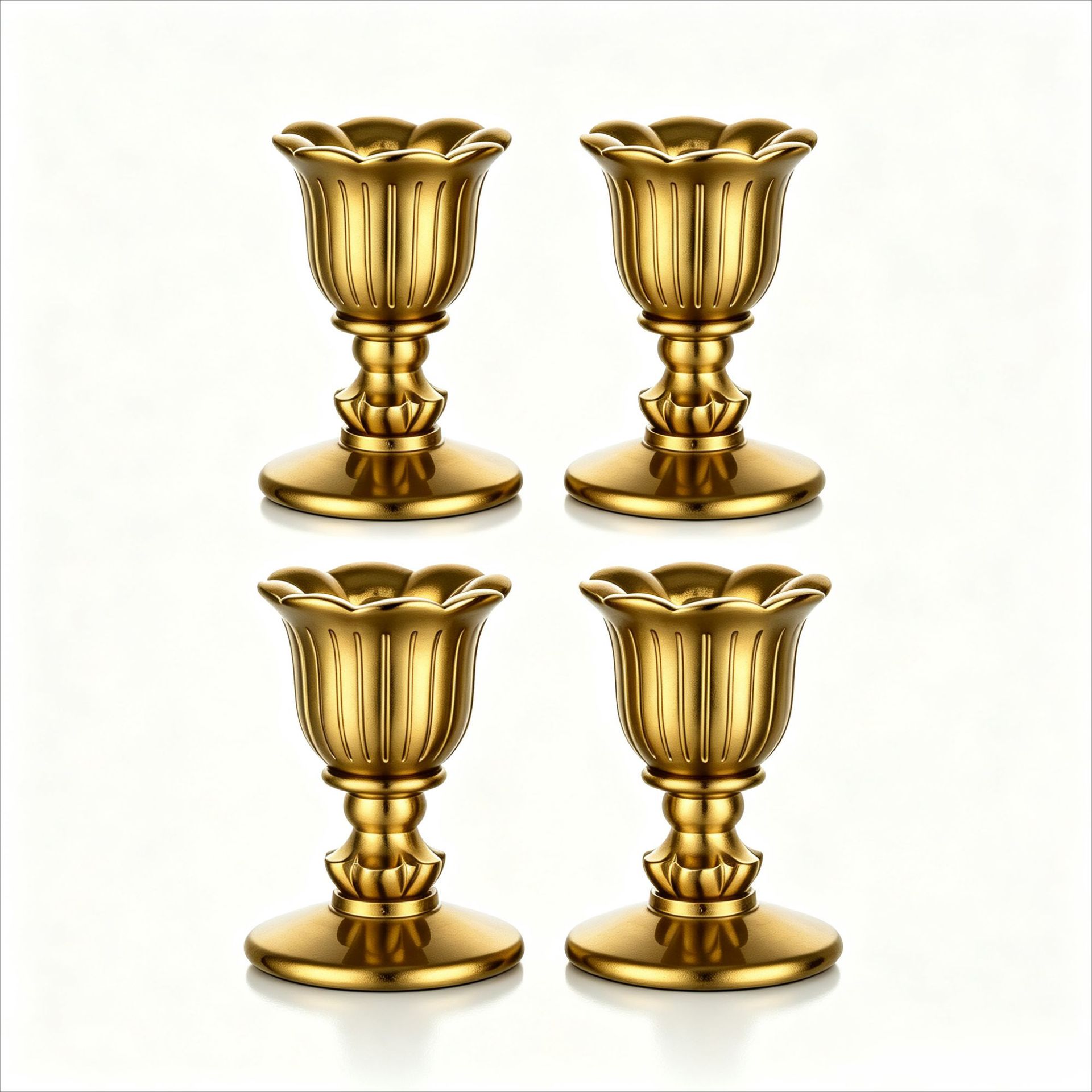 Portavelas Cónico Dorado de Resina Decorativo para Navidad y Boda