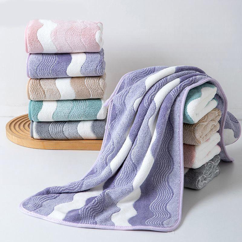 Extra-large and thickened towels for men and women, quick-drying for face washing and bathing, soft water ripple towels for home use, adult thermal insulation Extra-large and thickened towels for men and women, quick-drying for face washing and bathing, soft water ripple towels for home use, adult thermal insulation