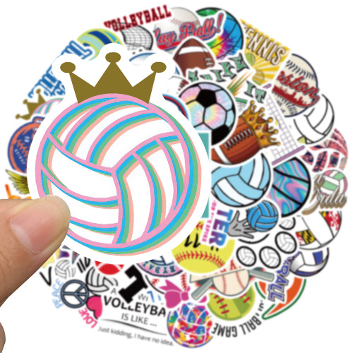 50 pieces of ball, football, basketball and rugby stickers, graffiti suitcase helmets, DIY handbook stickers available for wholesale