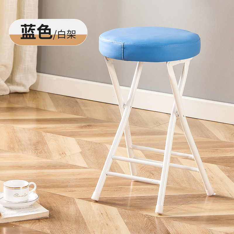 §~^*~§두꺼운 부드러운 커버와 등받이가 없는 흰색 프레임 파란색 스툴§~^*~§
