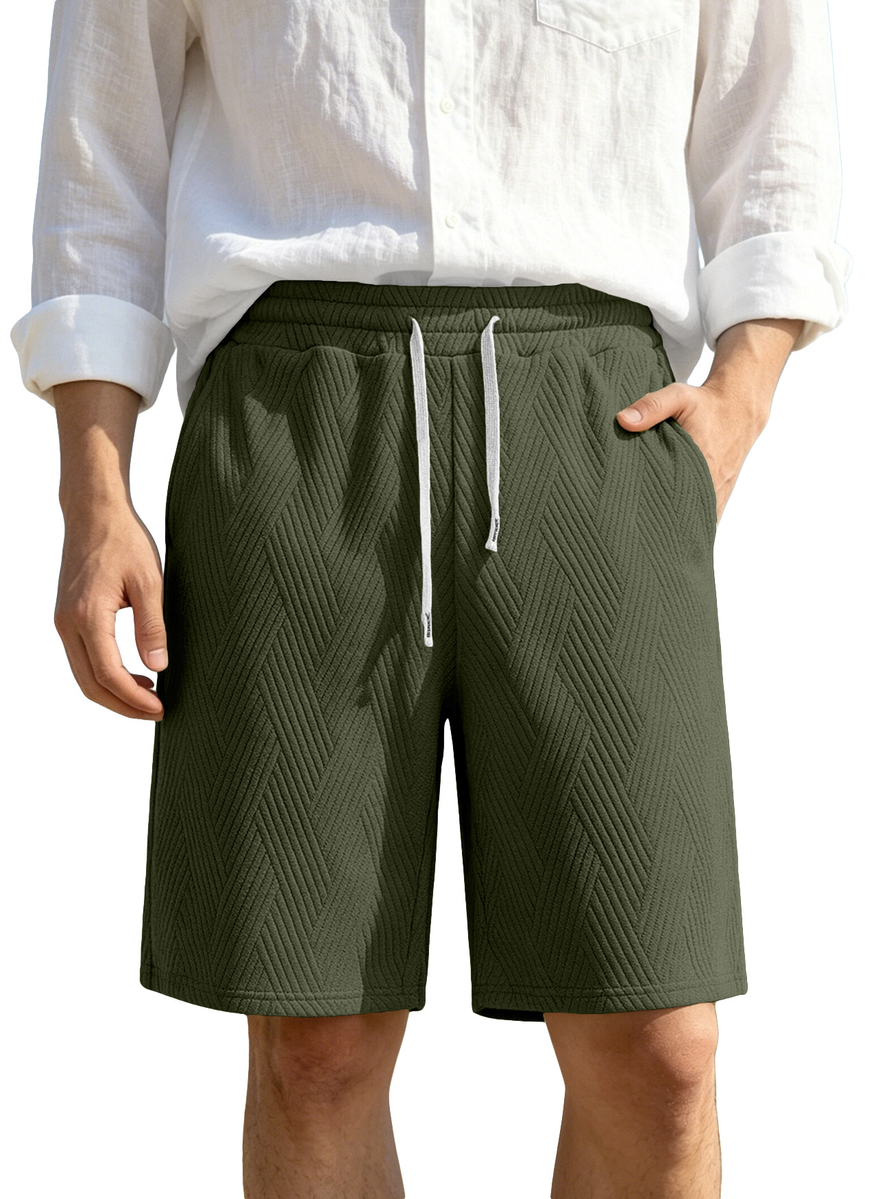 Pantalones Cortos de Playa Holgados para Hombre de Poliéster, Transpirables con Cordón, para Deporte