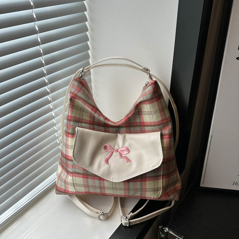 2024 summer niche new fashion college style Korean version personalized casual tote women's bow shoulder bag_voghion.com