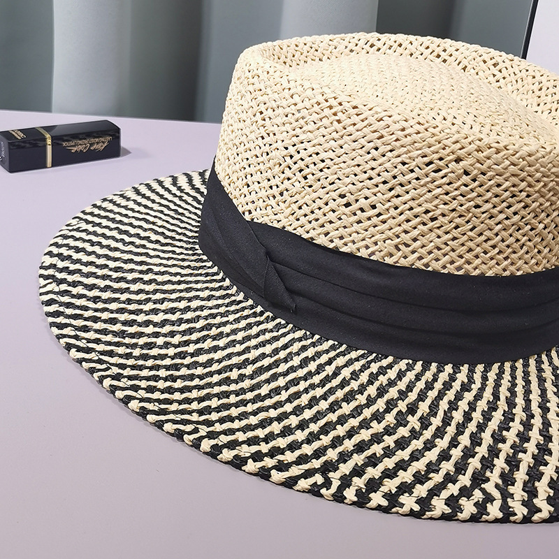 Holiday, Outdoor Occasion Women's Basic Color Block Big Eaves Straw Hat