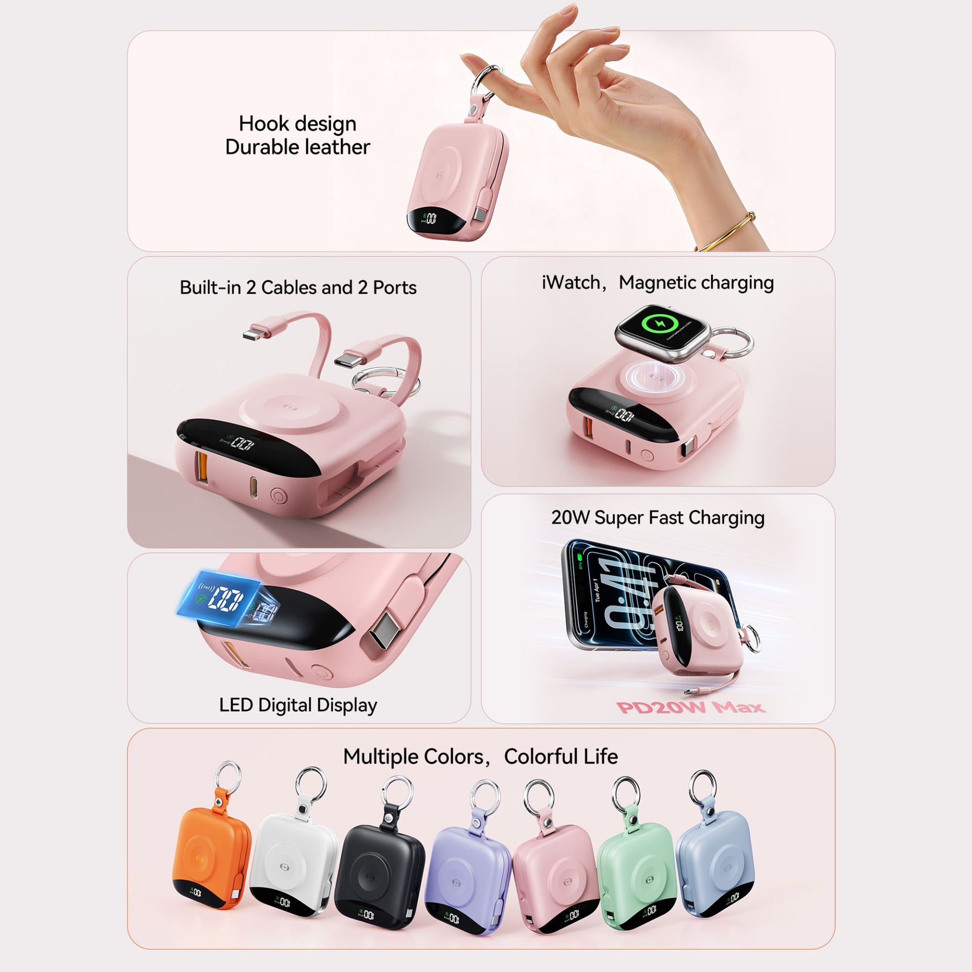 Batería Portátil Inalámbrica Magnética de PVC, Silicona y ABS, Carga Rápida, para Teléfonos y Relojes image 3